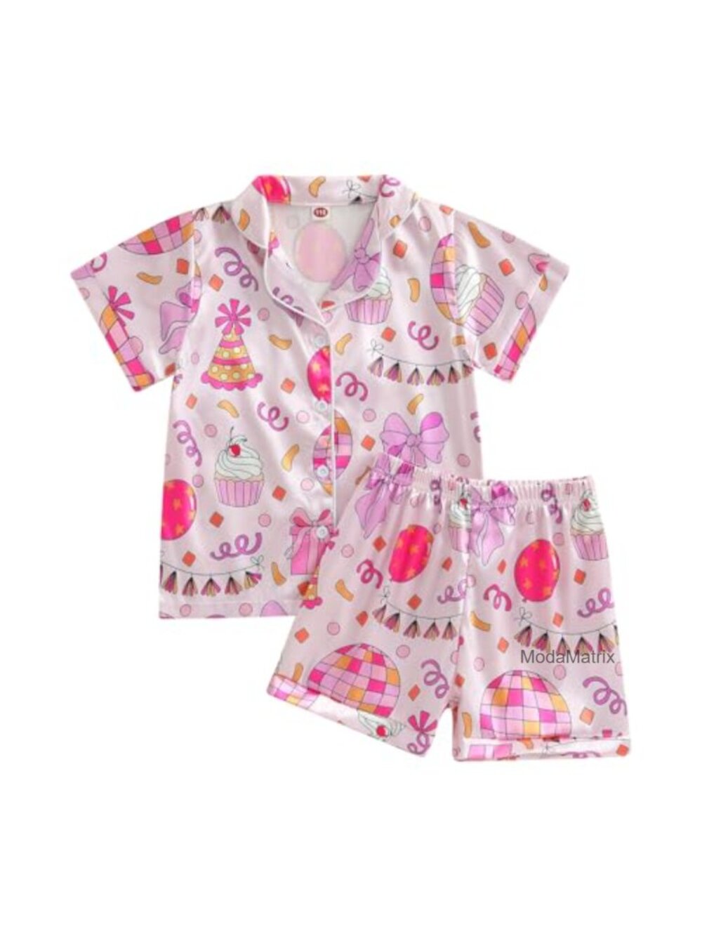 Birthday Girl Silk Blend Pajama Set 2 Piece Short Sleeve